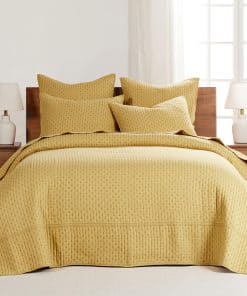 Juego de Colcha de Punto de Cruz Ocre Levtex Home - Colcha