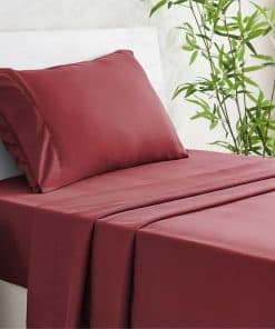 Juego de sábanas para cama Twin XL color Borgoña INFIIXSO -