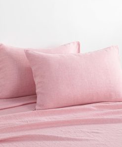 Fundas de Almohada de Lino Francés NTBAY - -Rosa