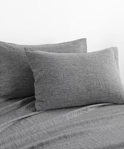 Fundas de almohada de lino francés NTBAY - -Negro