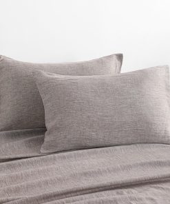 Fundas de Almohada de Lino Francés NTBAY - -Marrón