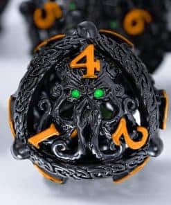 Conjunto de dados DND de metal - Diseño -Negro y Naranja