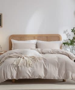 Juego de Funda de Edredón King Beige JETAYU, 100% Algodón