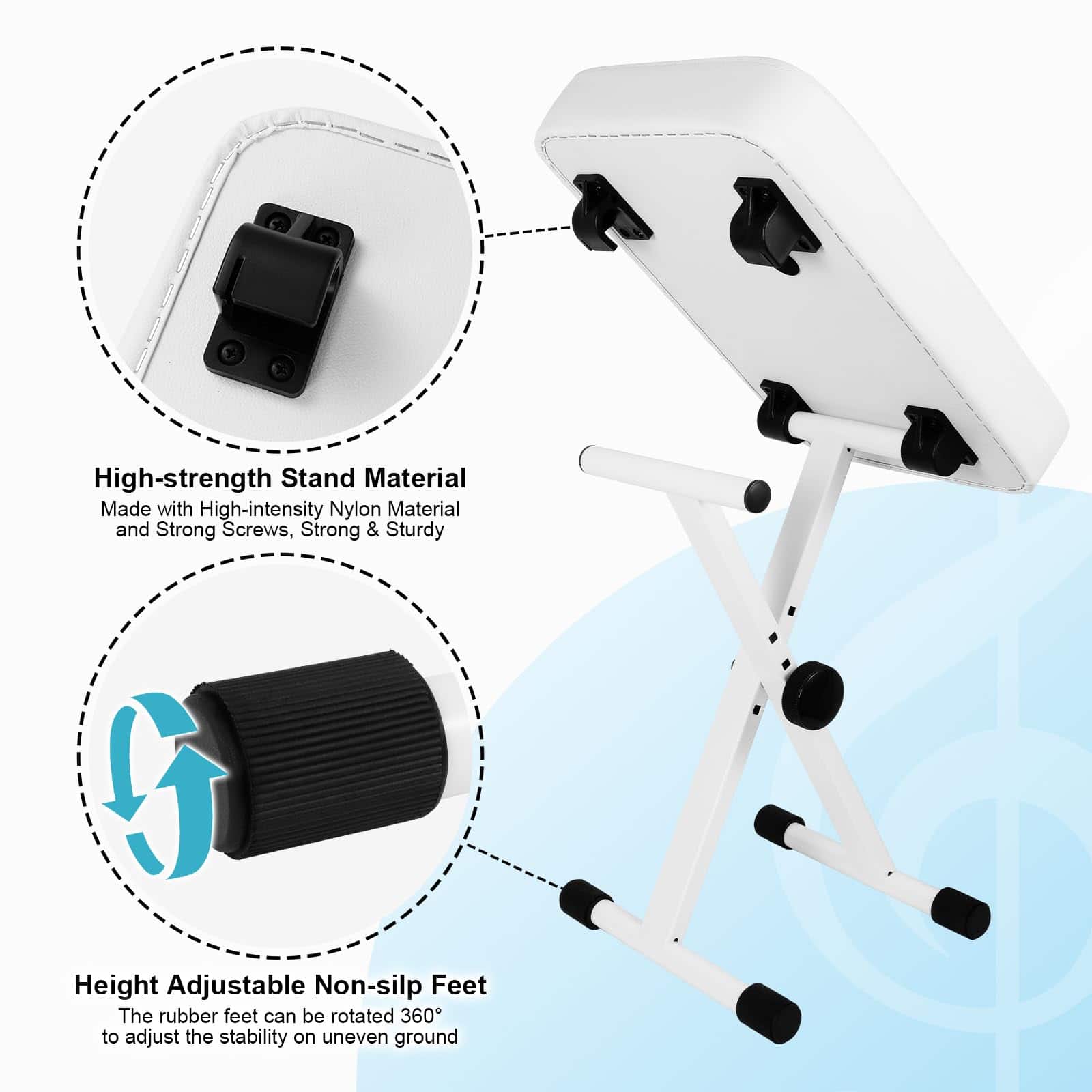 TENTOTEN Banqueta de Piano Plegable, Banco de Teclado - Imagen 9