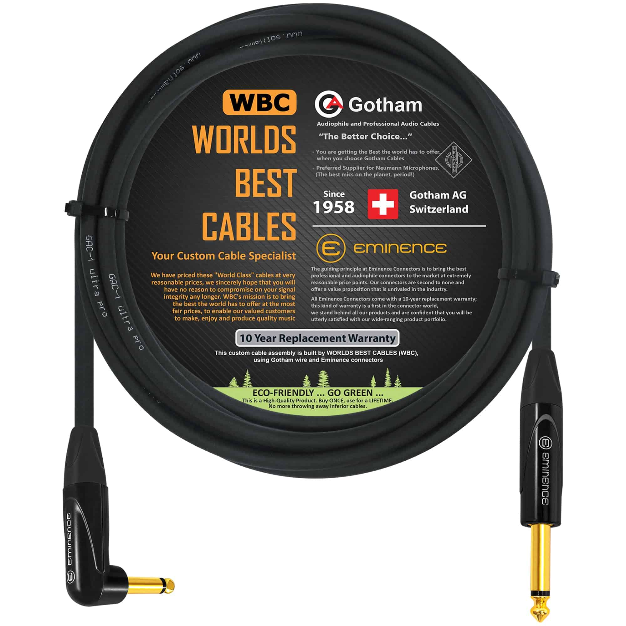 Cable de Instrumento para Guitarra Bajo de 12 Pies - Gotham