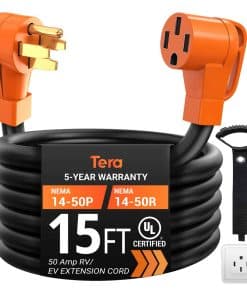 Cable de Extensión Tera 50 Amp RV & EV 15 FT: NEMA 14-50P a