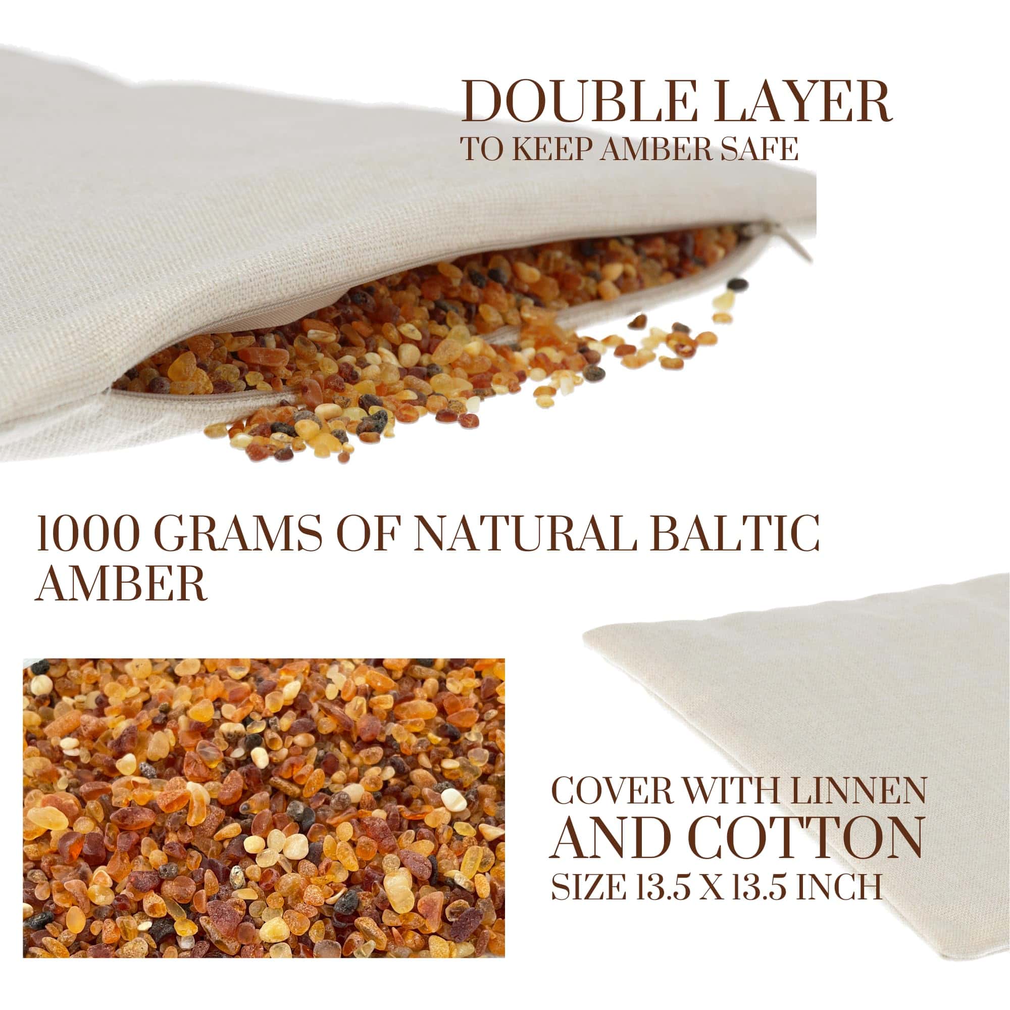 Almohada Rellena de Cuentas de Ámbar Báltico Natural para - Imagen 3