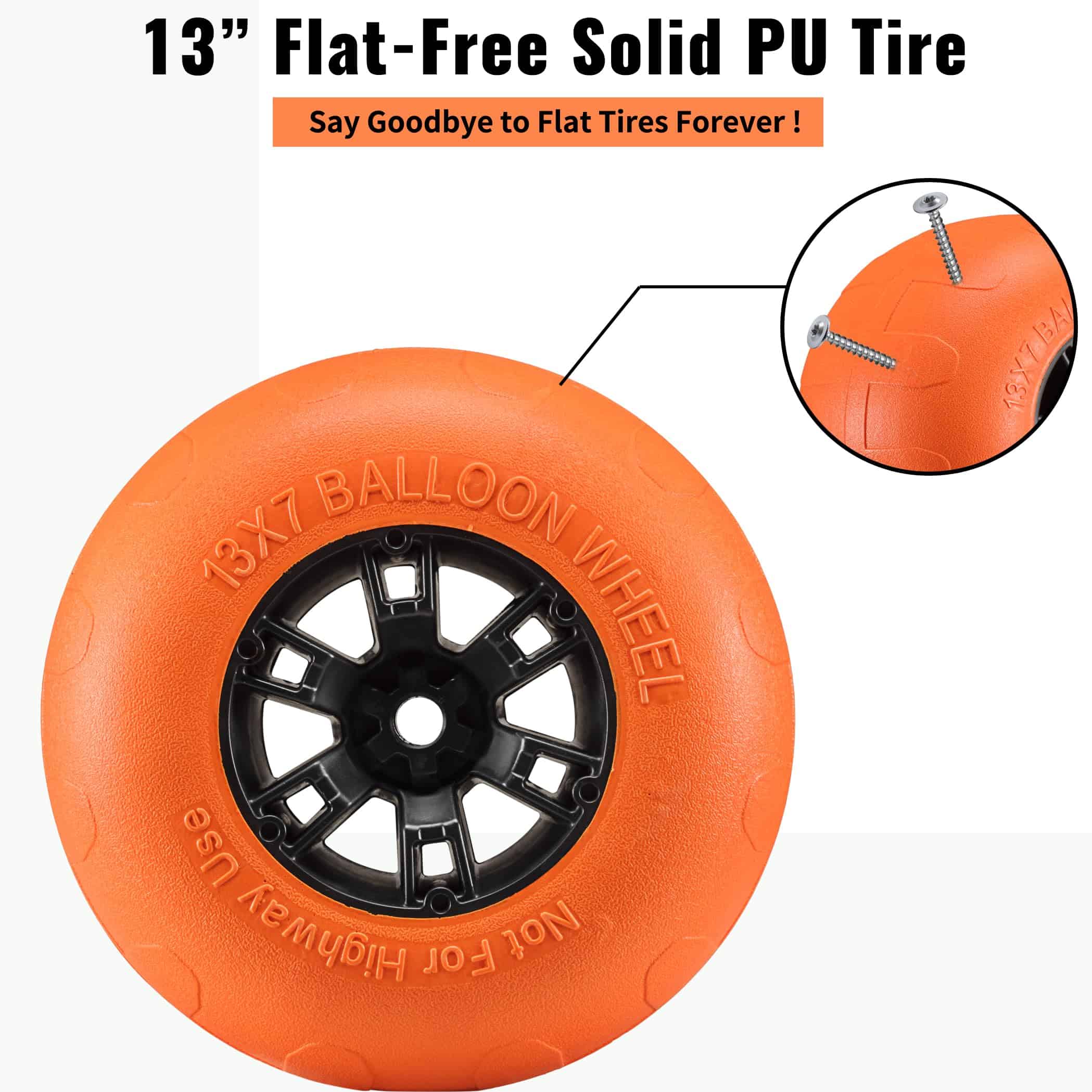 Ruedas de globo de playa ONECHOI, 13" Ruedas de PU sólido - Imagen 3