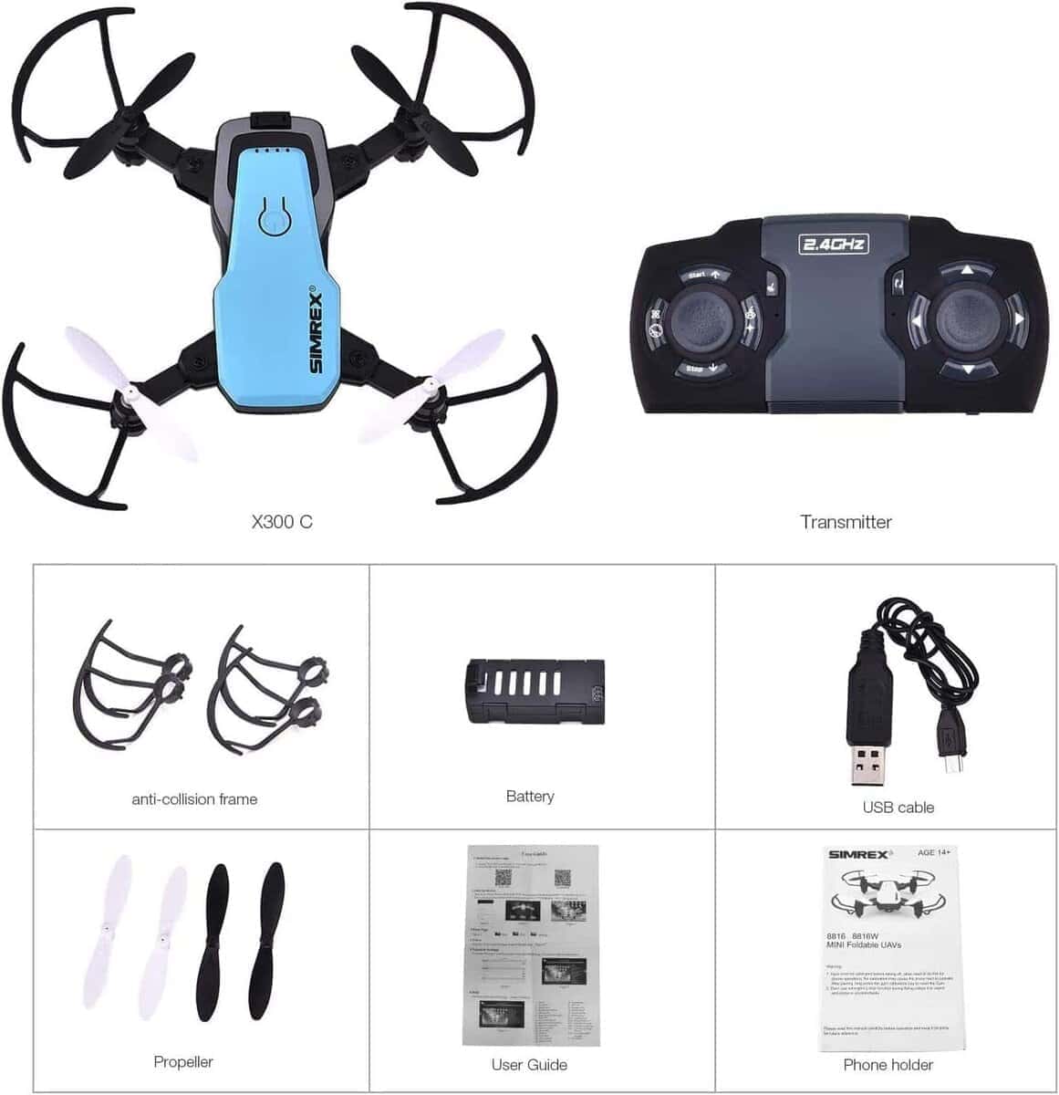 Drone Mini SIMREX X300C con Cámara -Azul - Imagen 10