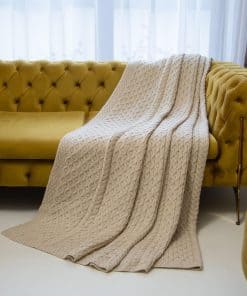 Manta de cama tamaño King SAOL Irish Aran de -Parsnip