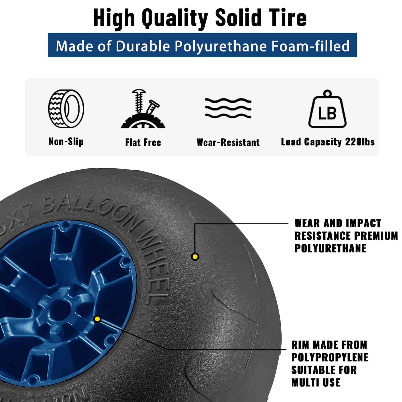 Ruedas de playa inflables ONECHOI, 13" neumáticos sólidos - Imagen 3