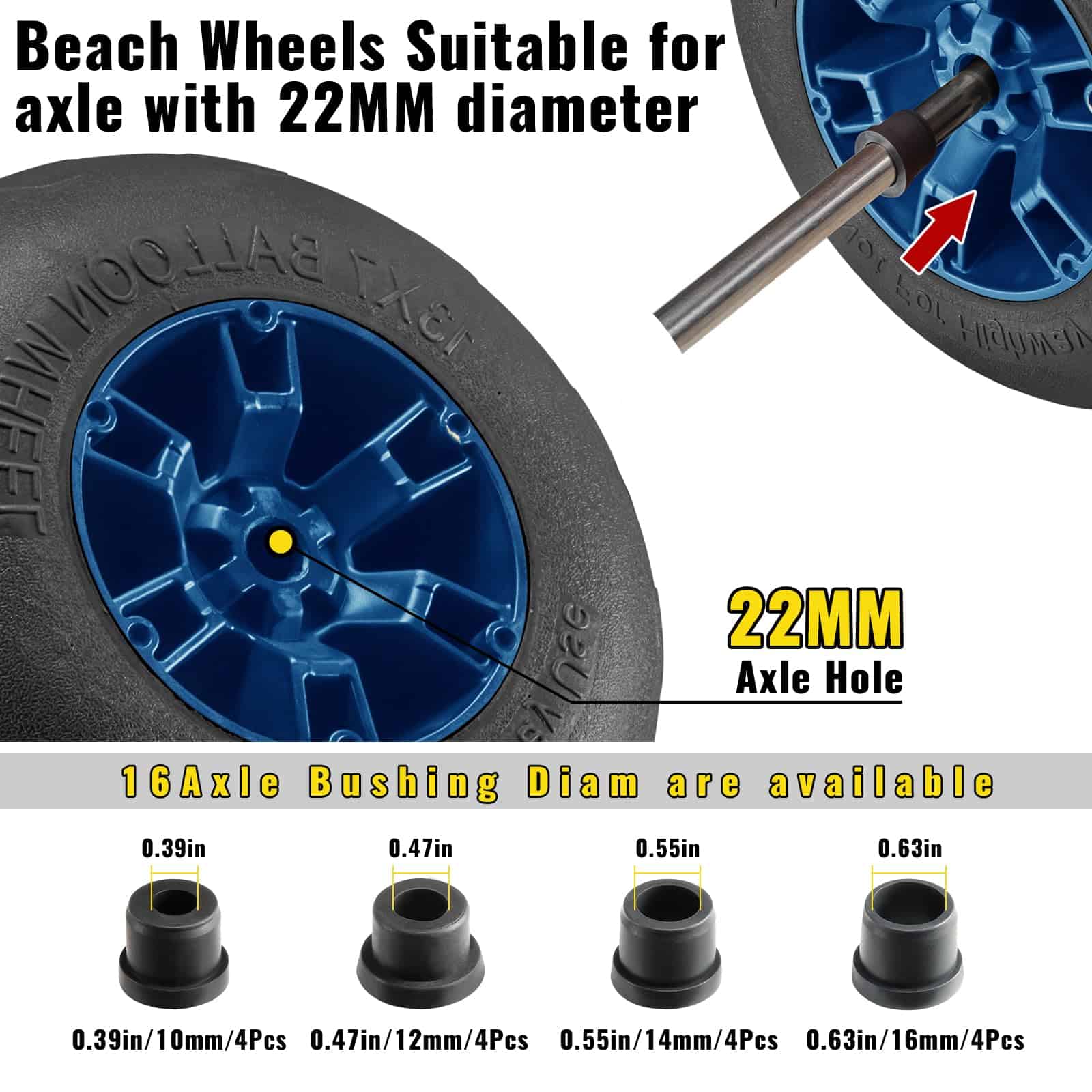 Ruedas de playa inflables ONECHOI, 13" neumáticos sólidos - Imagen 4