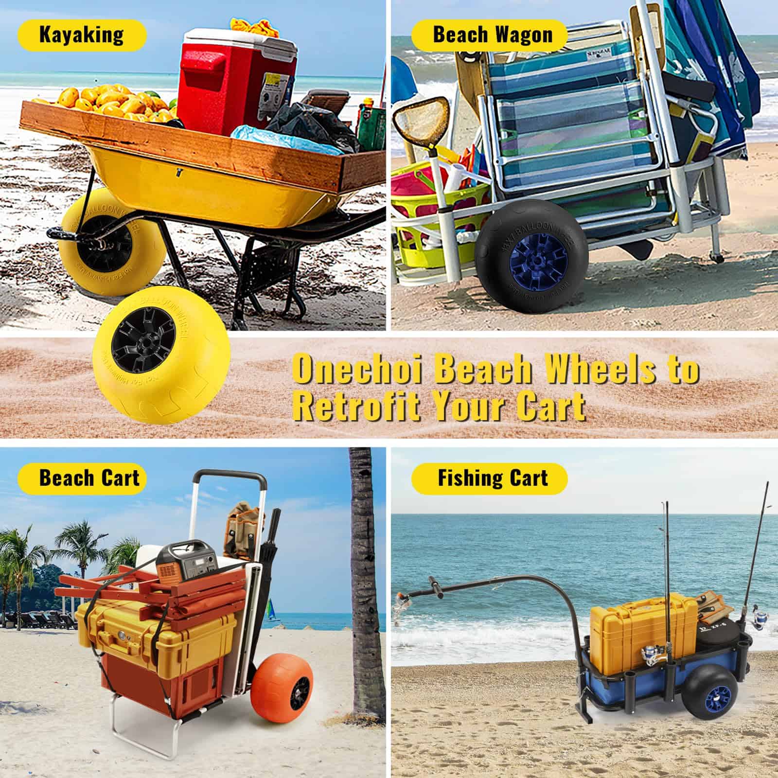 Ruedas de playa inflables ONECHOI, 13" neumáticos sólidos - Imagen 7