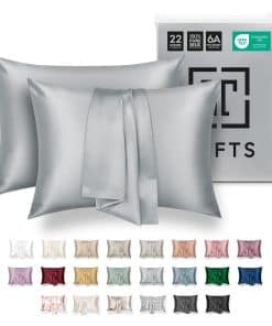 Funda de Almohada de Seda Tafts - 22mm 100% -Gris Plateado