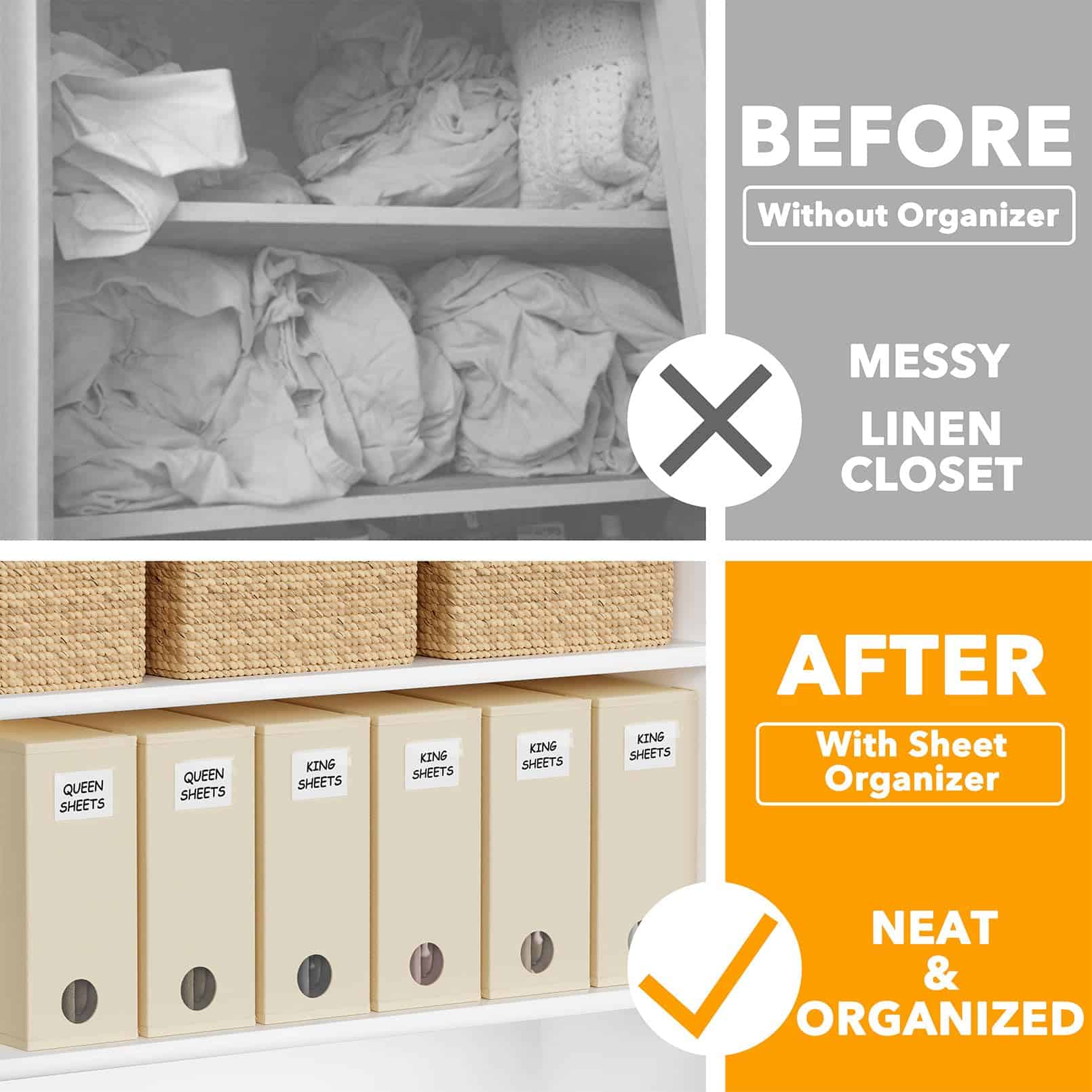 Organizadores y Almacenamiento de Sábanas SpaceAid 6 Pack, - Imagen 3