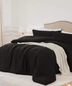 Juego de edredón completo Quataly Negro, 3 piezas Suave