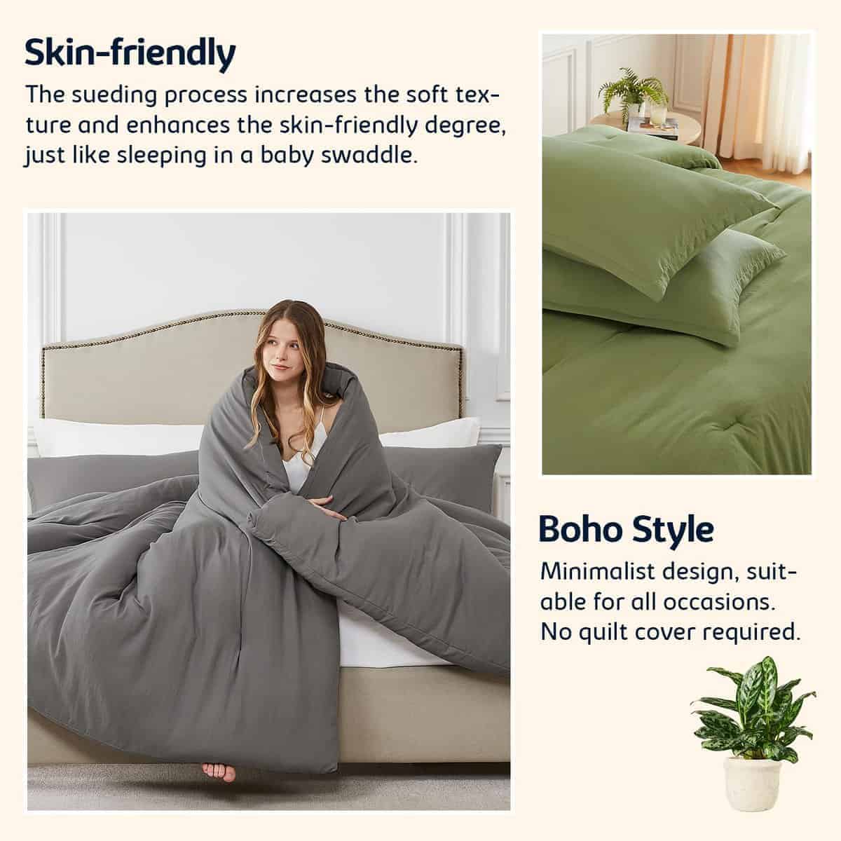 Juego de edredón Quataly King OliveGreen, 3PCS Juego de - Imagen 8