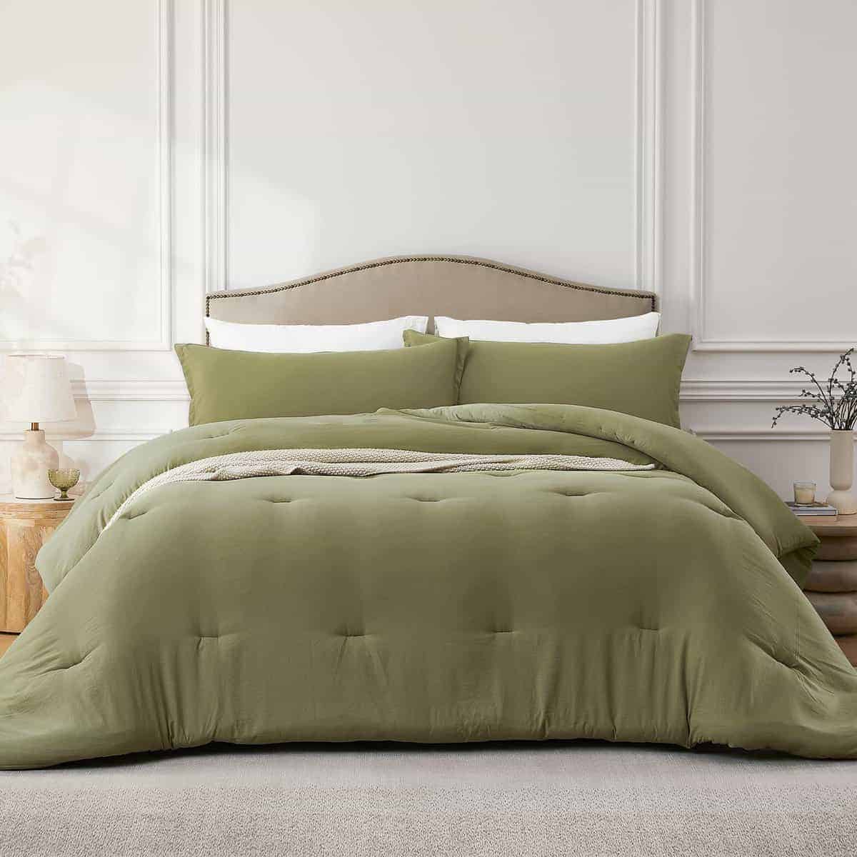 Juego de edredón Quataly King OliveGreen, 3PCS Juego de - Imagen 3