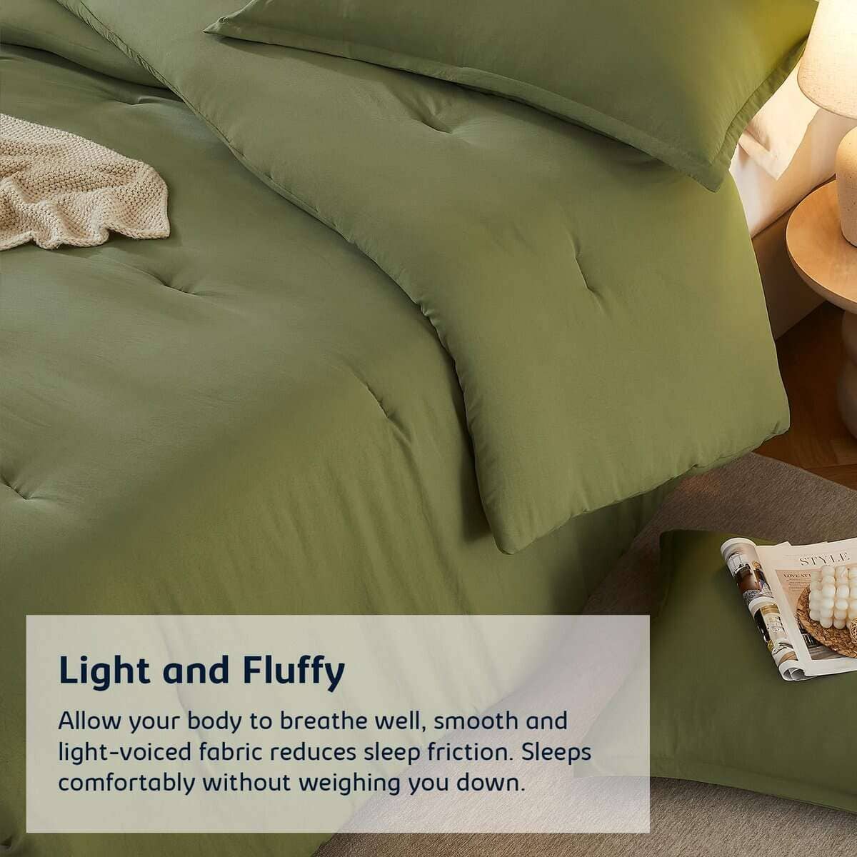 Juego de edredón Quataly King OliveGreen, 3PCS Juego de - Imagen 6
