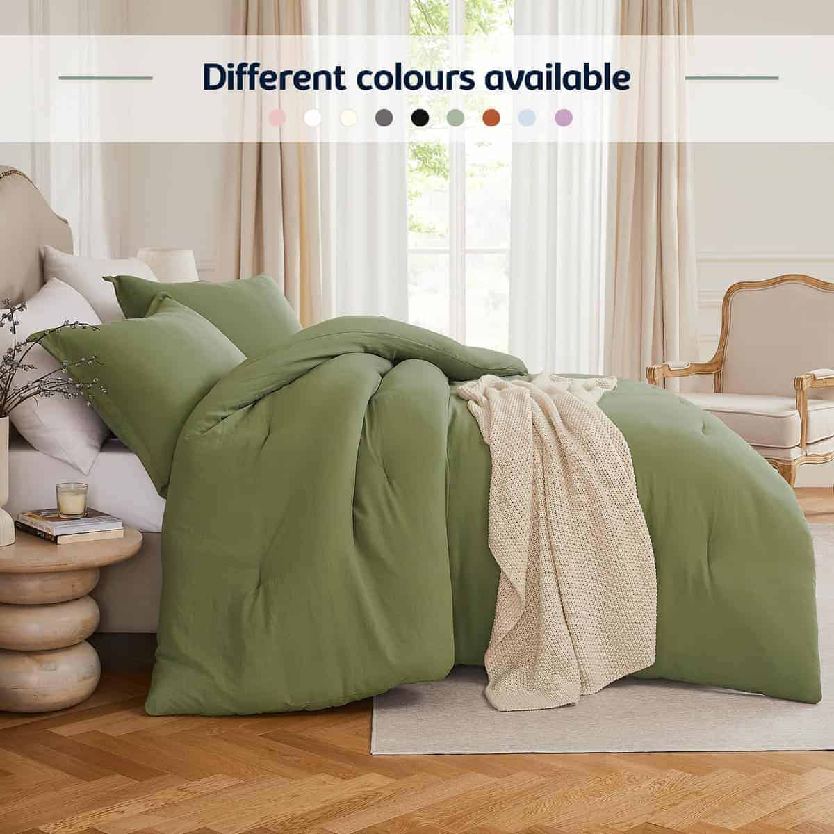 Juego de edredón Quataly King OliveGreen, 3PCS Juego de - Imagen 4