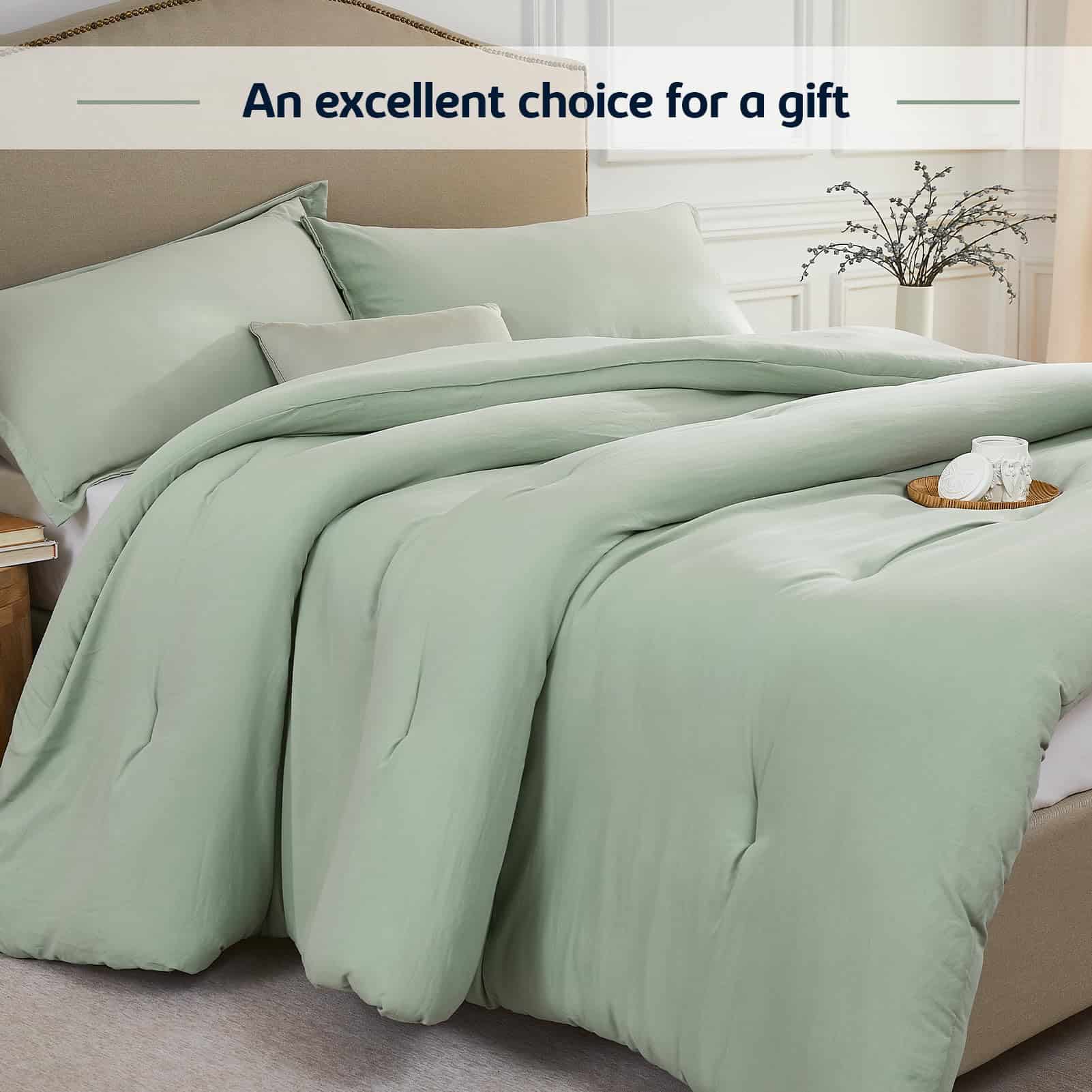 Juegos de Edredón Quataly Queen Sagegreen, 3PCS Suaves y - Imagen 7