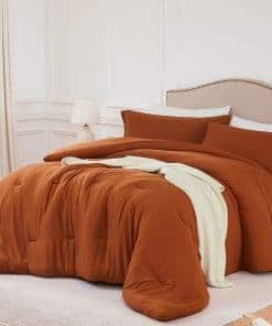 Juego de Edredón Gemelo Quataly Terracota, 2 Piezas, Suave,