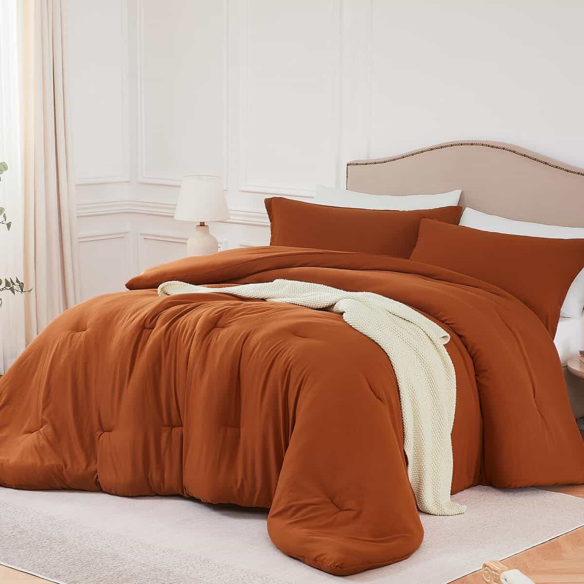 Juego de Edredón Gemelo Quataly Terracota, 2 Piezas, Suave,