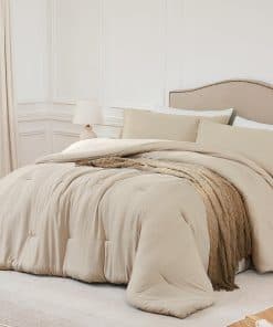 Juego de Edredón Completo Quataly Oatmeal, 3 Piezas Suave,