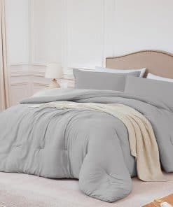 Juego de Edredón Cal King Quataly Gris Claro, 3 Piezas
