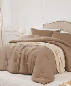 Juego de Edredón Gemelo Quataly Taupebrown, 2 Piezas Suave