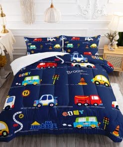 Edredón impreso con carros de dibujos animados DYcolor,