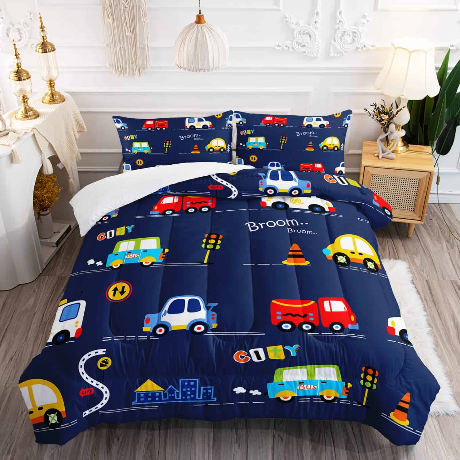 Edredón Estampado de Dibujos Animados de Coches, Juego de