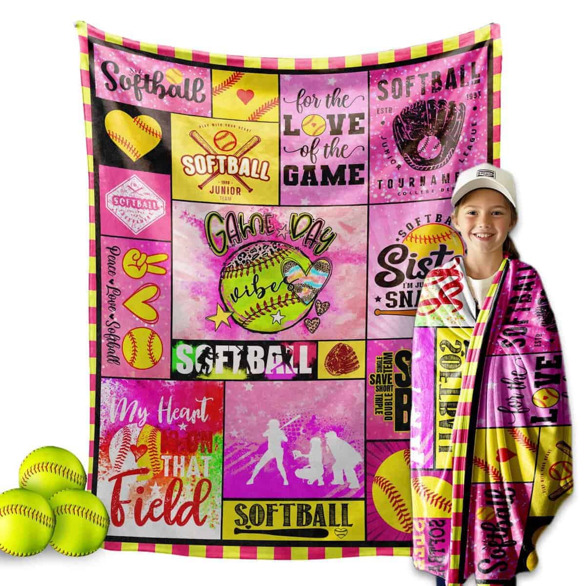 Manta de Softball, Regalo de Softball para Niñas Mujeres