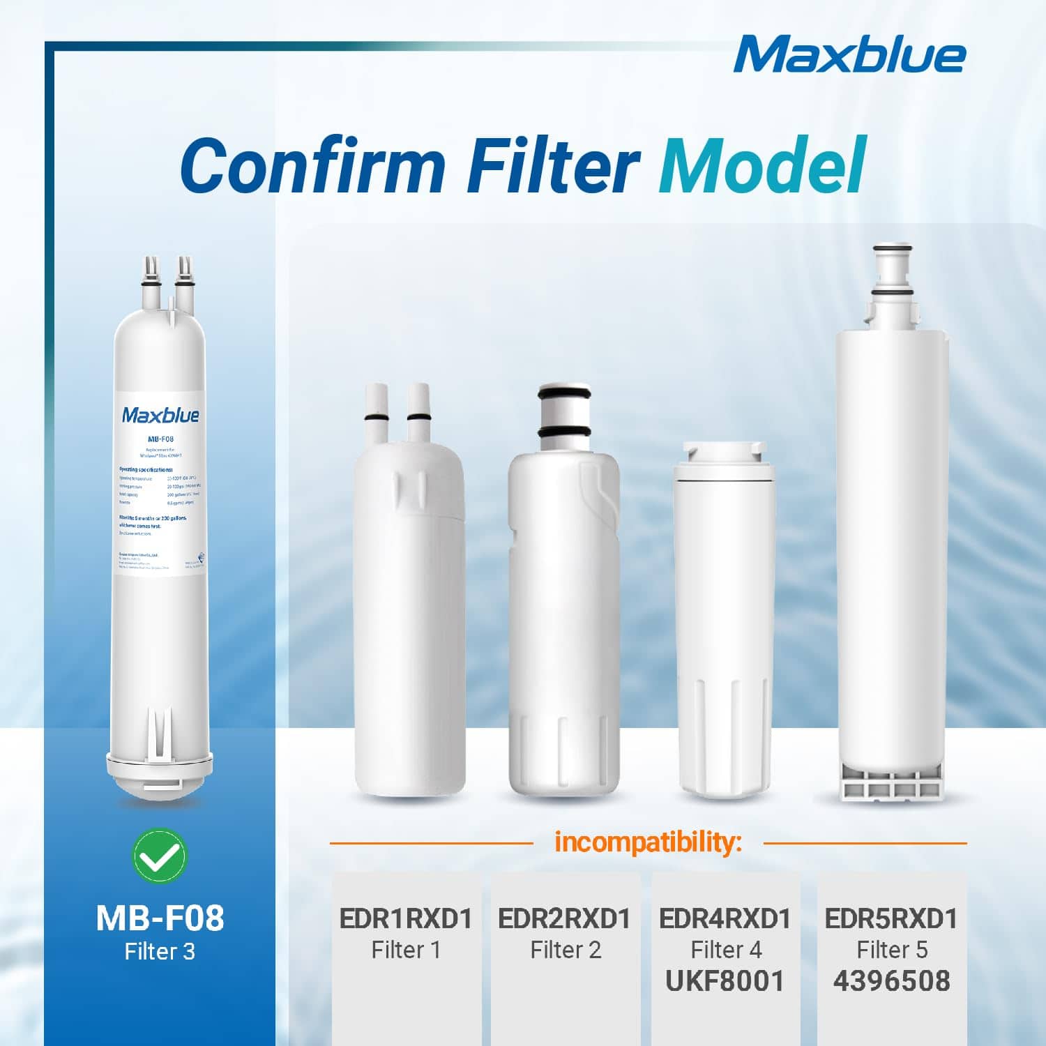 Filtro de agua para refrigerador Maxblue MB-F08, sustituto - Imagen 3