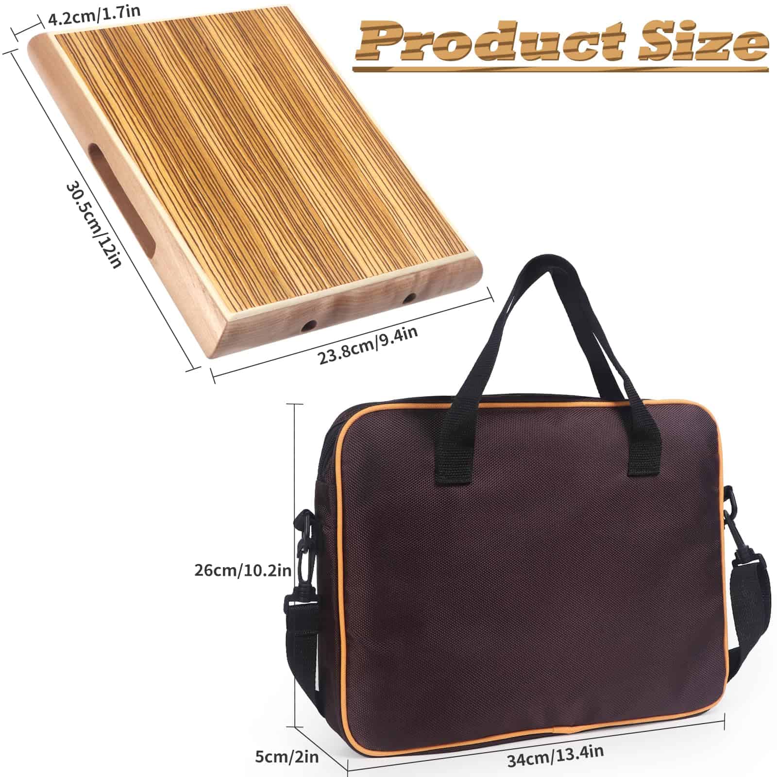 Cajon, Cajón de 12 * 9.4 * 1.7'', Caja de Tambores Portátil - Imagen 3