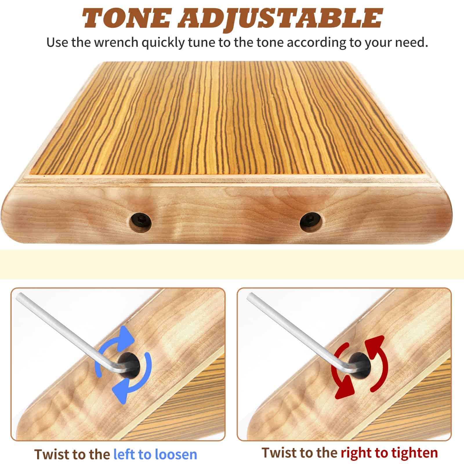 Cajon, Cajón de 12 * 9.4 * 1.7'', Caja de Tambores Portátil - Imagen 5