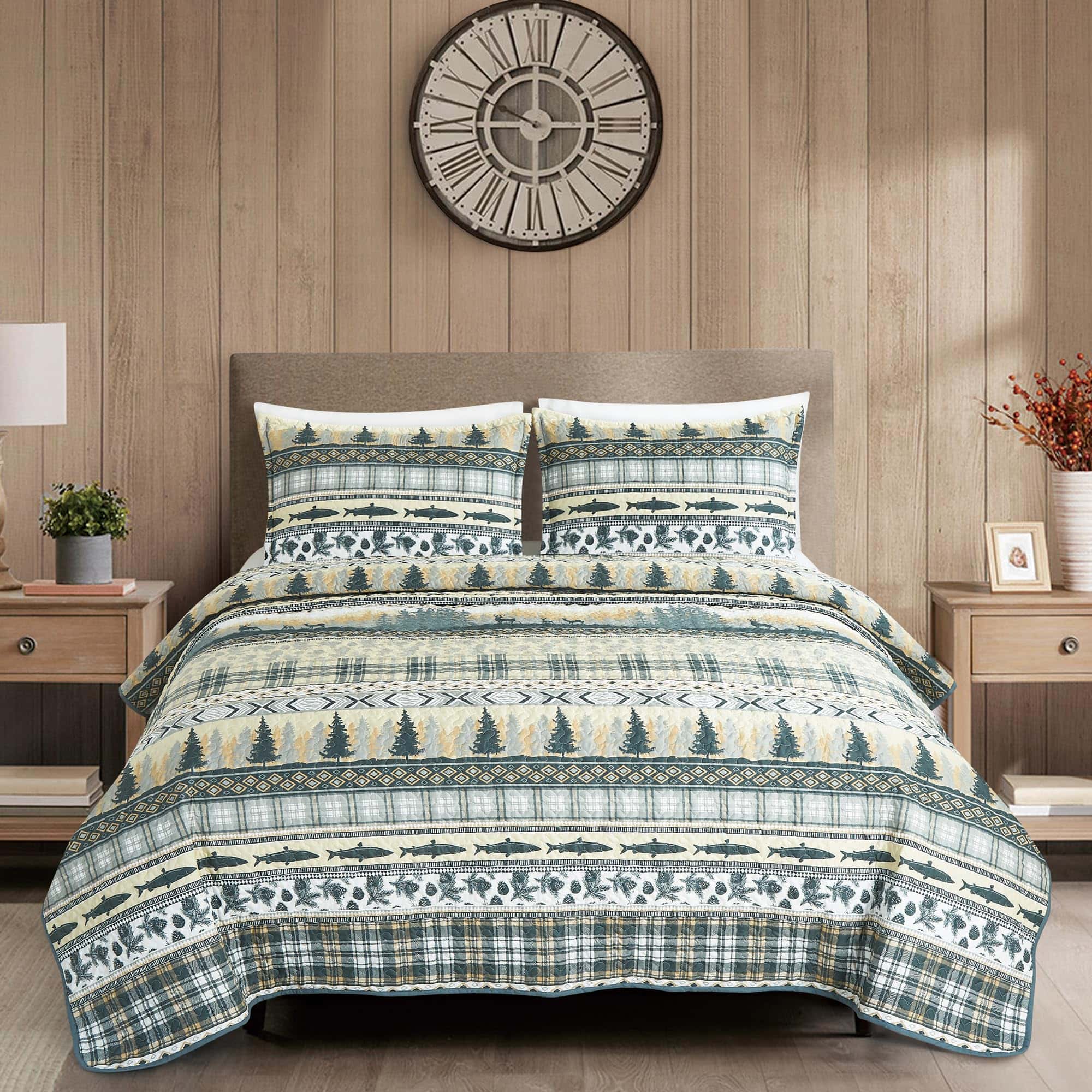 Juego de Colcha Chezmoi Collection Lake 3 Piezas Queen -