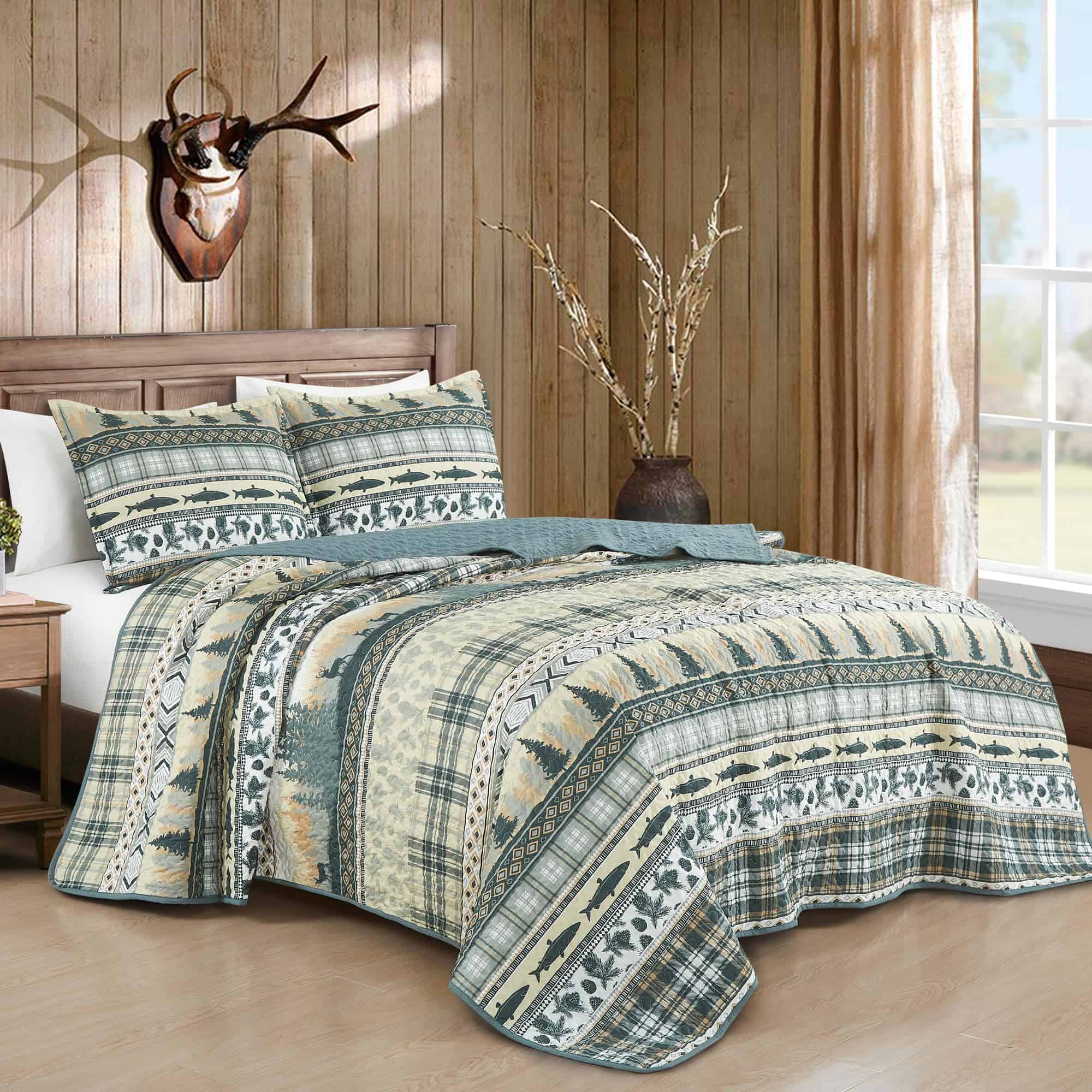 Juego de Colcha Chezmoi Collection Lake 3 Piezas Queen - - Imagen 3