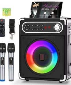 Máquina de Karaoke con 2 Micrófonos -Negro