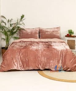 DecorAvenue Ultra-Luxe Solid Velvet Duvet -Oro Rosa