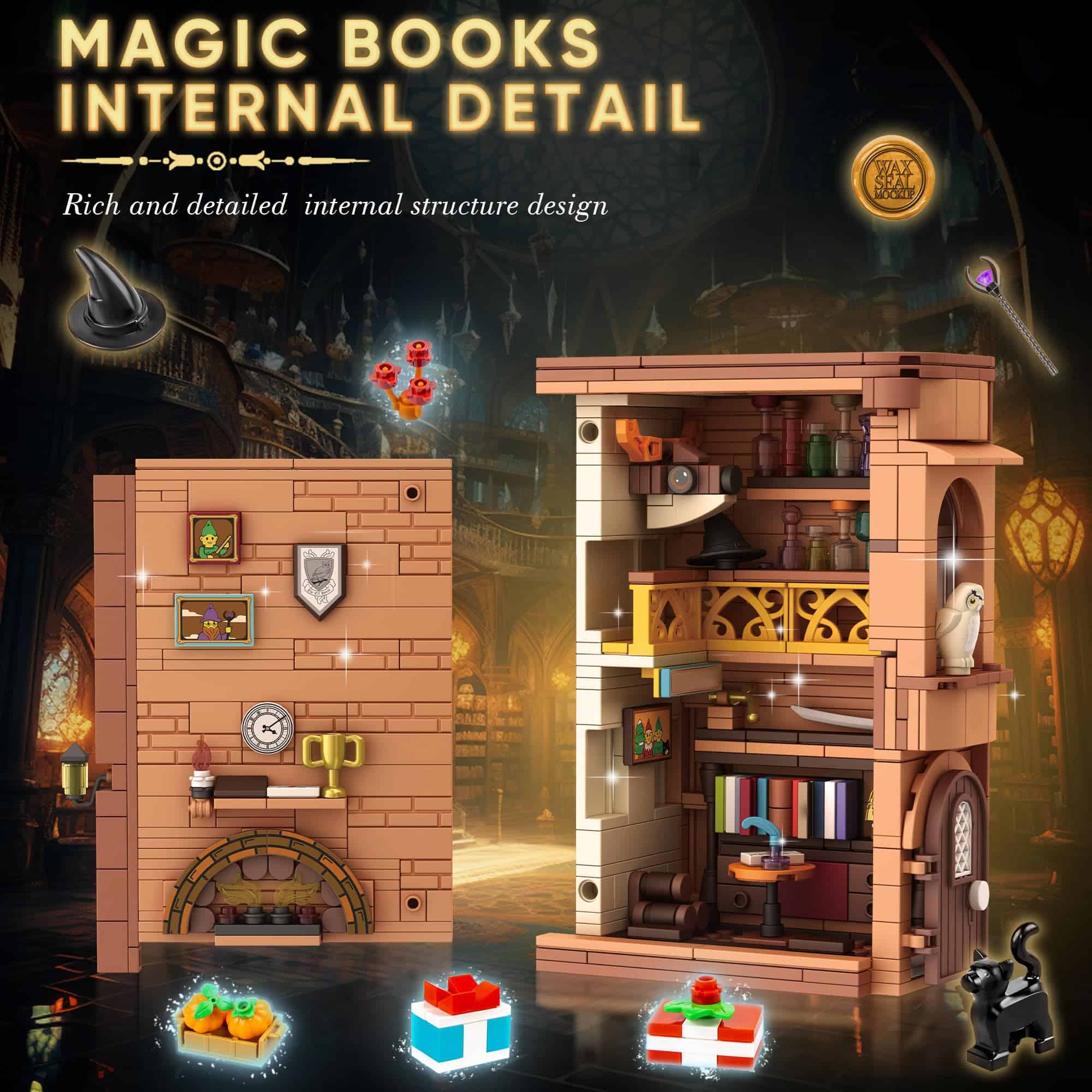 Kit de construcción de Casa Mágica Zylvoxia Bookend, - Imagen 3