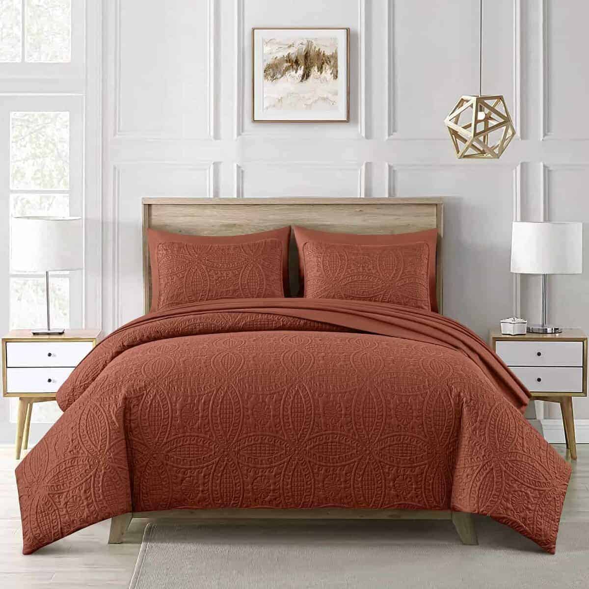 Chezmoi Collection Liam Terracotta Juego de Cama en Bolsa
