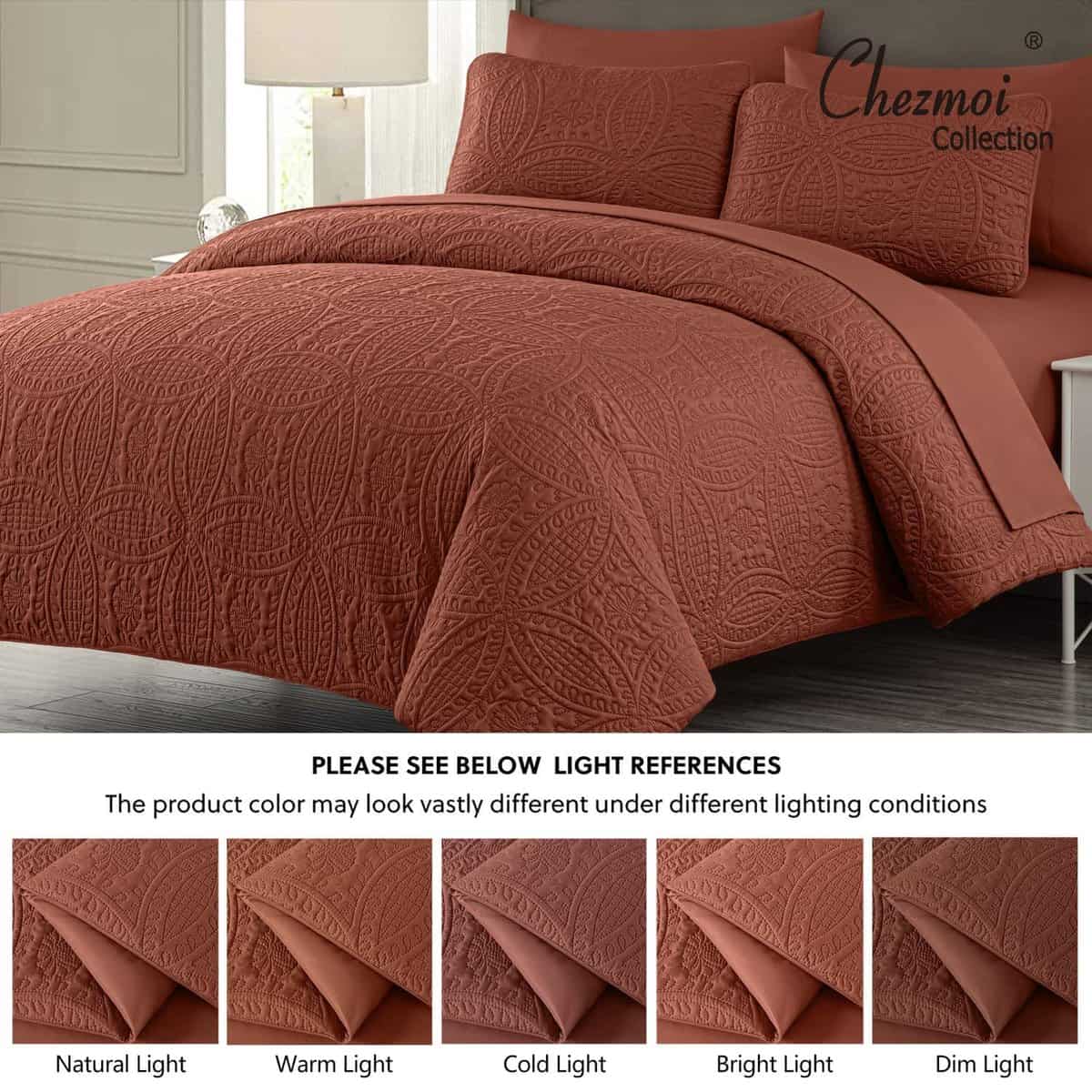 Chezmoi Collection Liam Terracotta Juego de Cama en Bolsa - Imagen 6