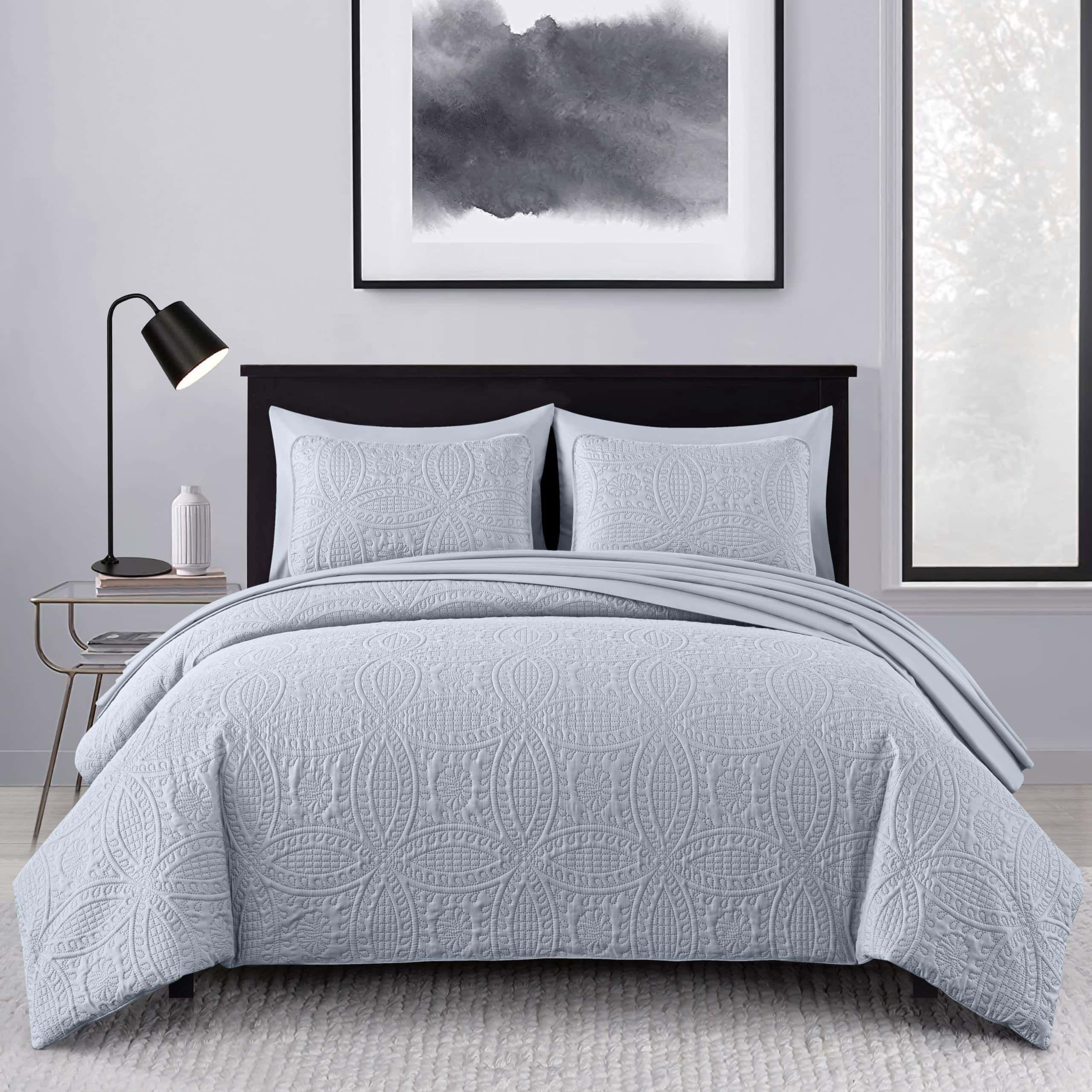 Set de Comforter Chezmoi Collection Liam Gris Plateado