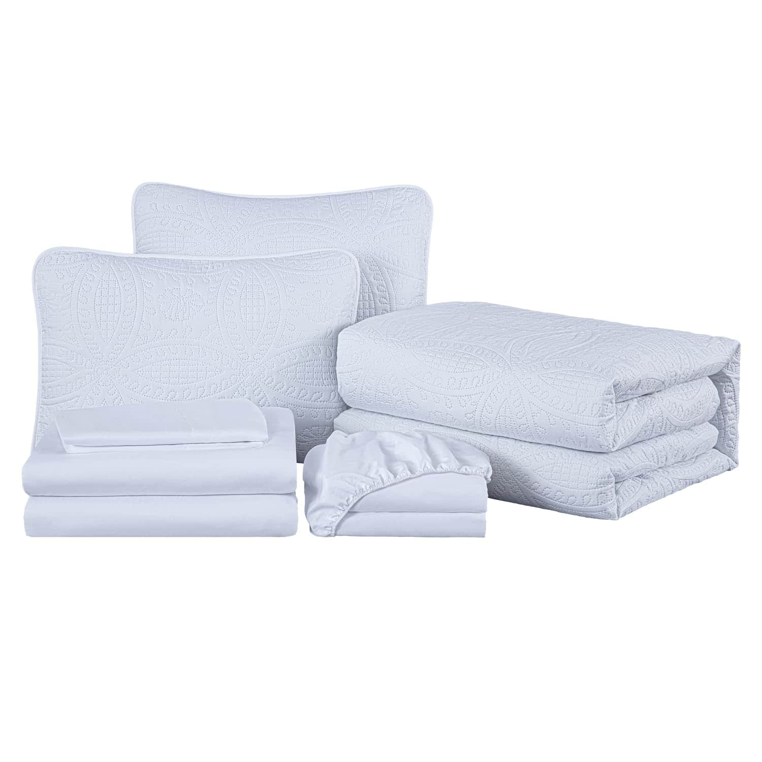 Chezmoi Collection Liam Juego de Cama Blanco Tamaño King - - Imagen 10