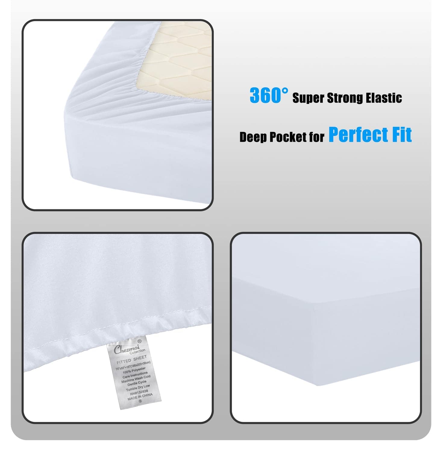 Chezmoi Collection Liam Juego de Cama Blanco Tamaño King - - Imagen 7