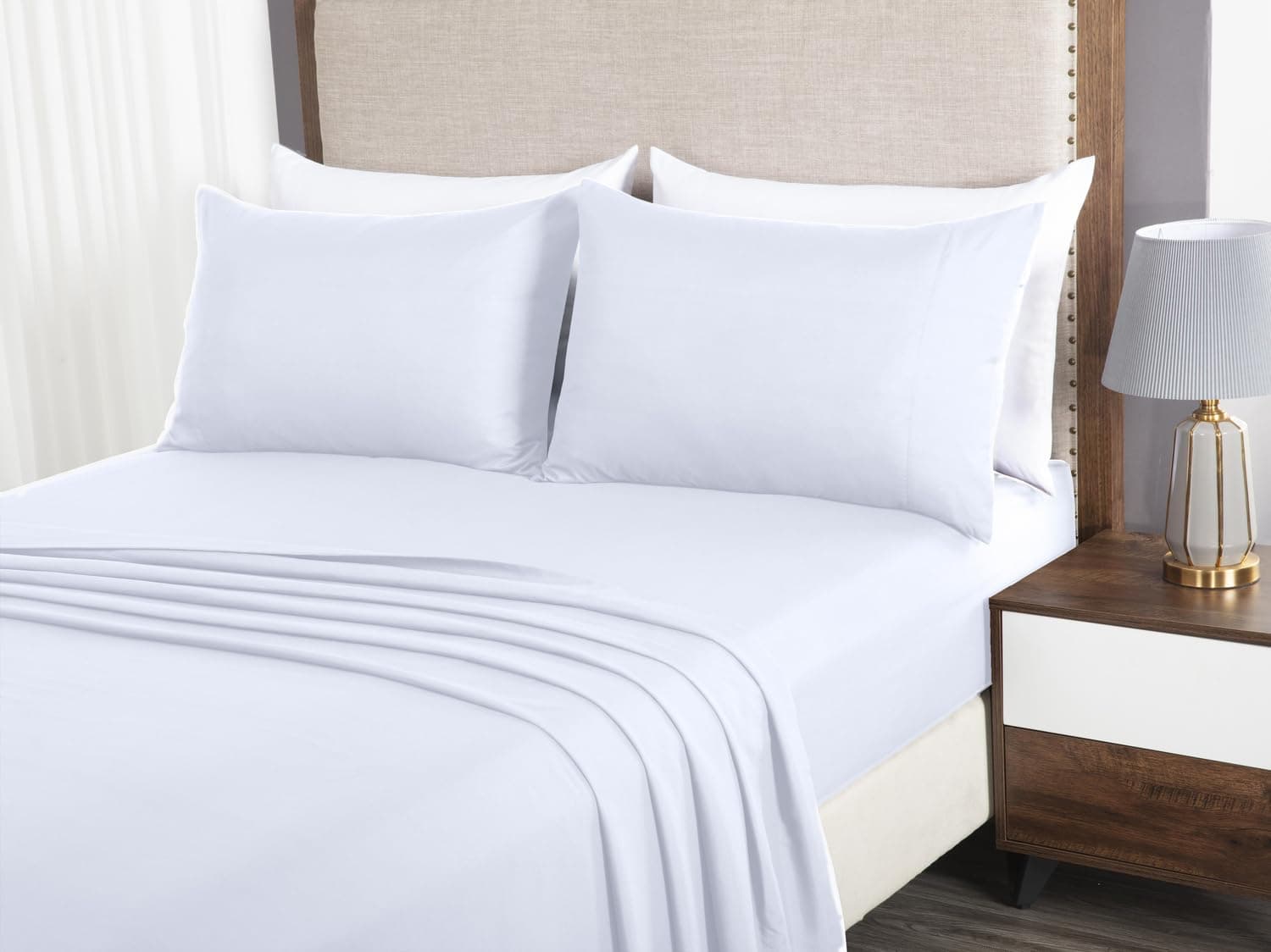 Chezmoi Collection Liam Juego de Cama Blanco Tamaño King - - Imagen 5