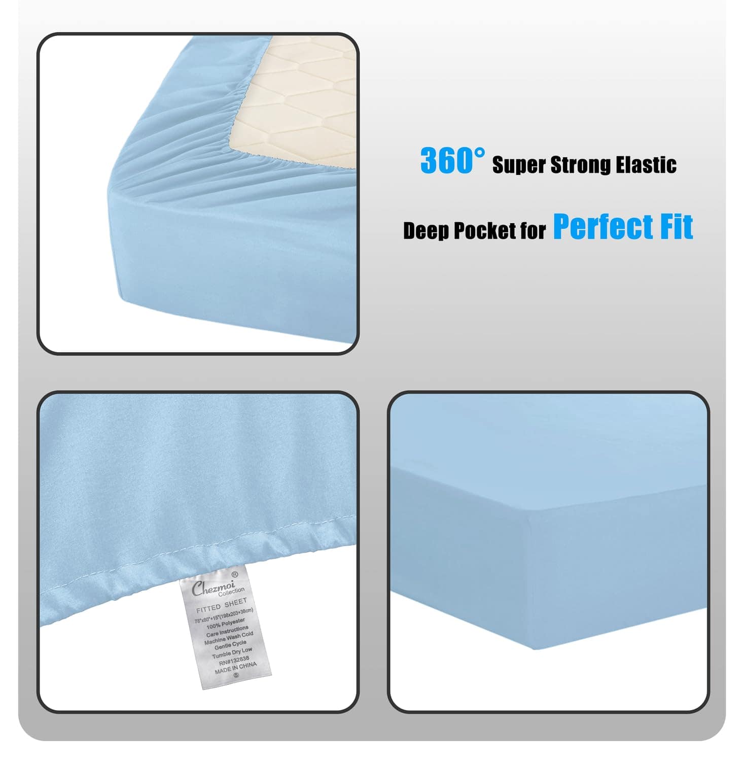 Juego de conforter Chezmoi Collection Liam Chambray Azul - Imagen 7