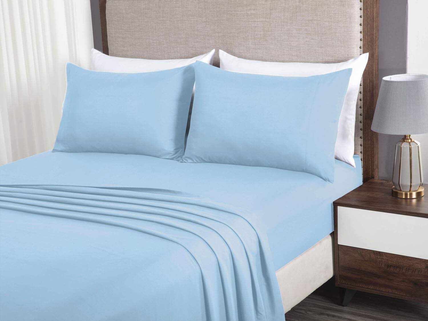 Juego de conforter Chezmoi Collection Liam Chambray Azul - Imagen 5