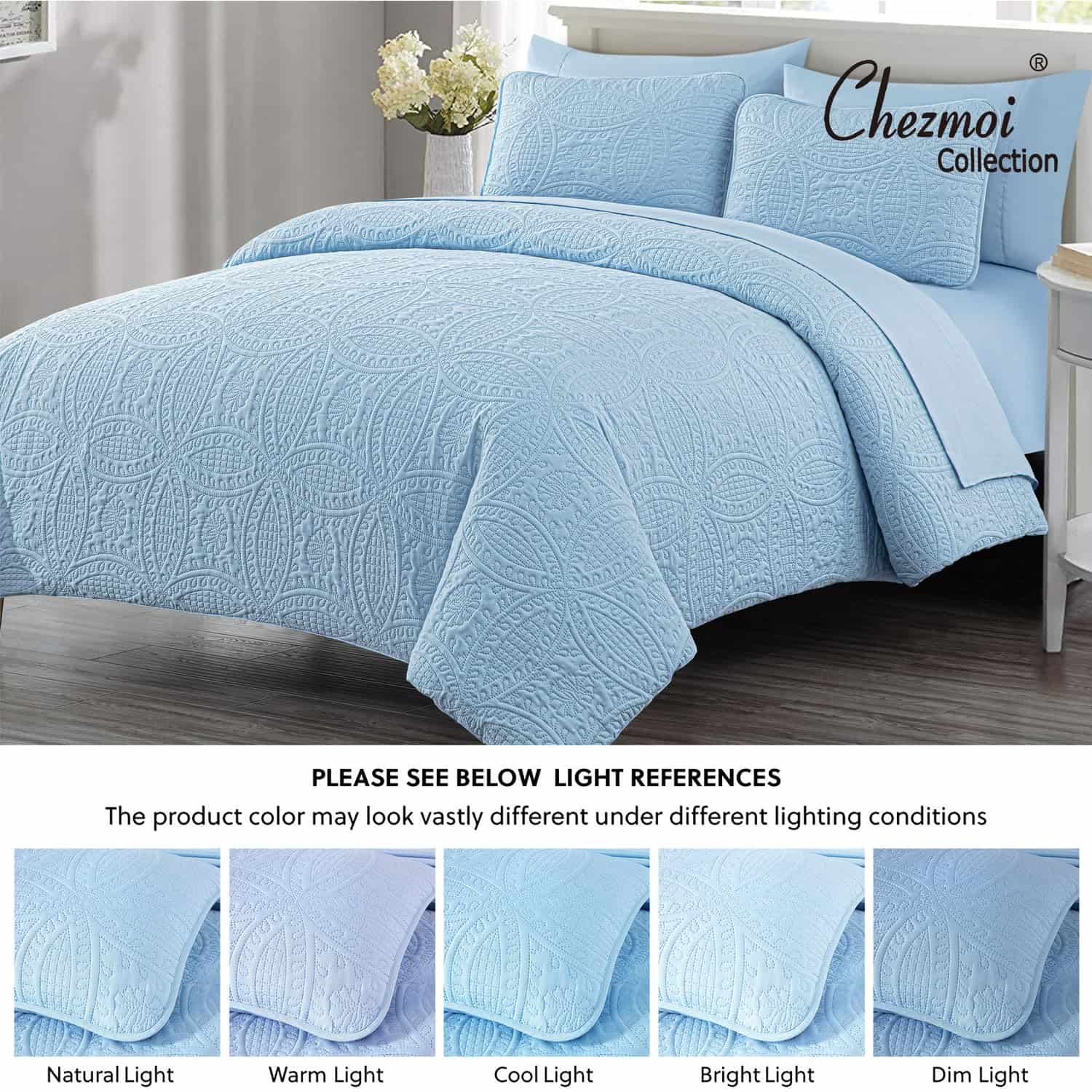 Juego de conforter Chezmoi Collection Liam Chambray Azul - Imagen 6